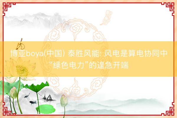 博亚boya(中国) 泰胜风能: 风电是算电协同中“绿色电力”的遑急开端