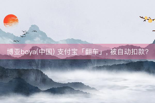 博亚boya(中国) 支付宝「翻车」， 被自动扣款?