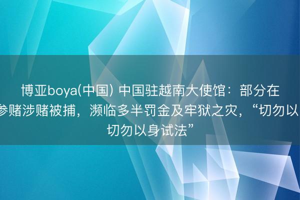 博亚boya(中国) 中国驻越南大使馆：部分在越公民参赌涉赌被捕，濒临多半罚金及牢狱之灾，“切勿以身试法”