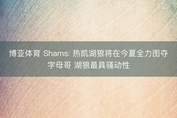 博亚体育 Shams: 热凯湖狼将在今夏全力图夺字母哥 湖狼最具骚动性