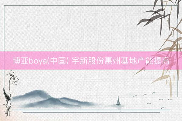 博亚boya(中国) 宇新股份惠州基地产能提高