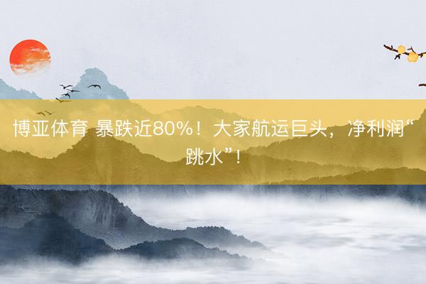 博亚体育 暴跌近80%！大家航运巨头，净利润“跳水”！