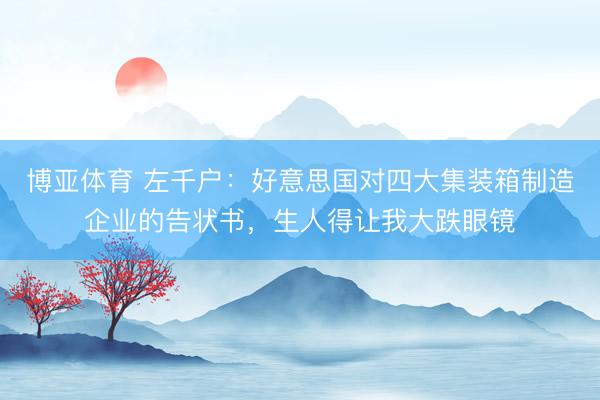 博亚体育 左千户：好意思国对四大集装箱制造企业的告状书，生人得让我大跌眼镜