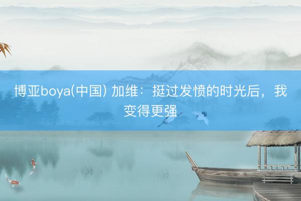博亚boya(中国) 加维：挺过发愤的时光后，我变得更强