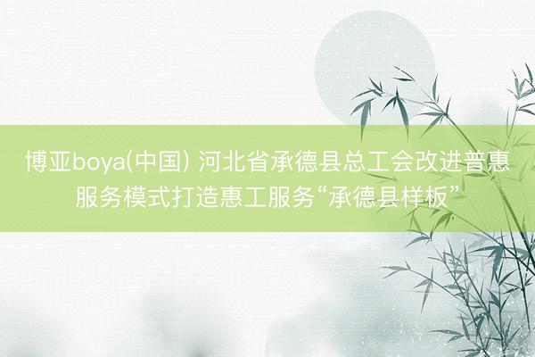 博亚boya(中国) 河北省承德县总工会改进普惠服务模式打造惠工服务“承德县样板”