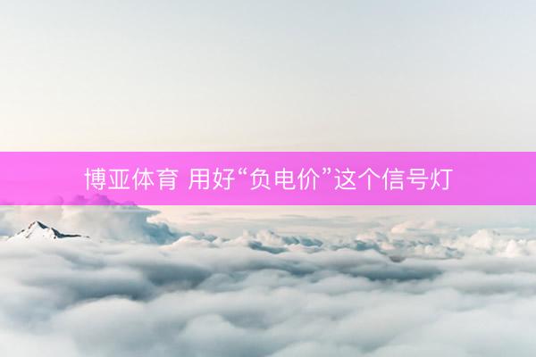 博亚体育 用好“负电价”这个信号灯