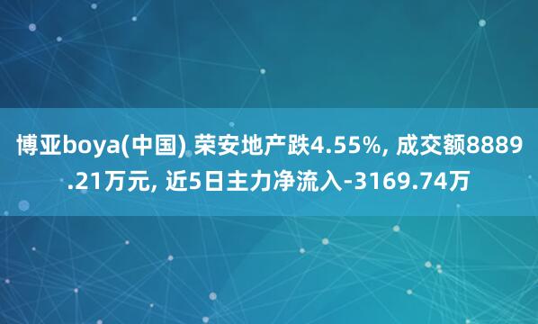 博亚boya(中国) 荣安地产跌4.55%， 成交额8889.21万元， 近5日主力净流入-3169.74万
